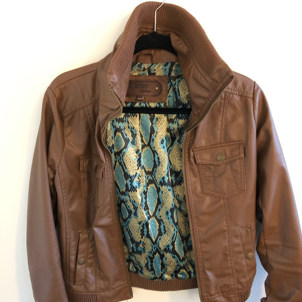Faux leather jacket with snakeskin lining